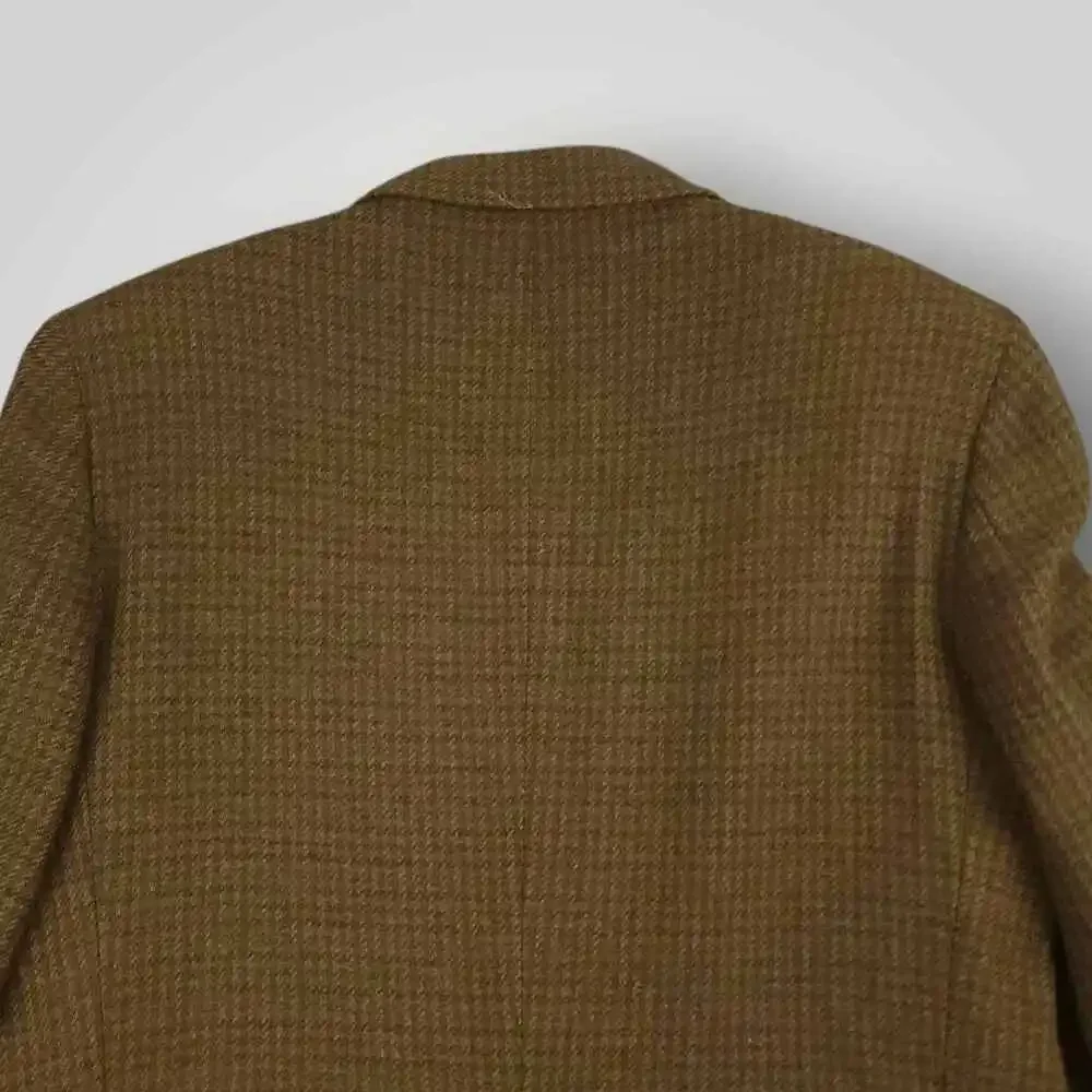 Vtg 80s Ivy Style Micro Houndstooth Mens Tweed Jacket 42L Wool Casual Sport Coat